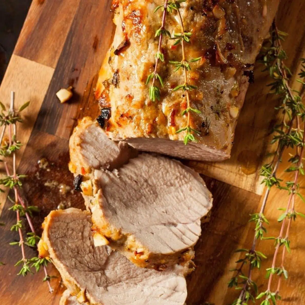 What to serve with pork tenderloin once roasted and garnished with fresh herbs.