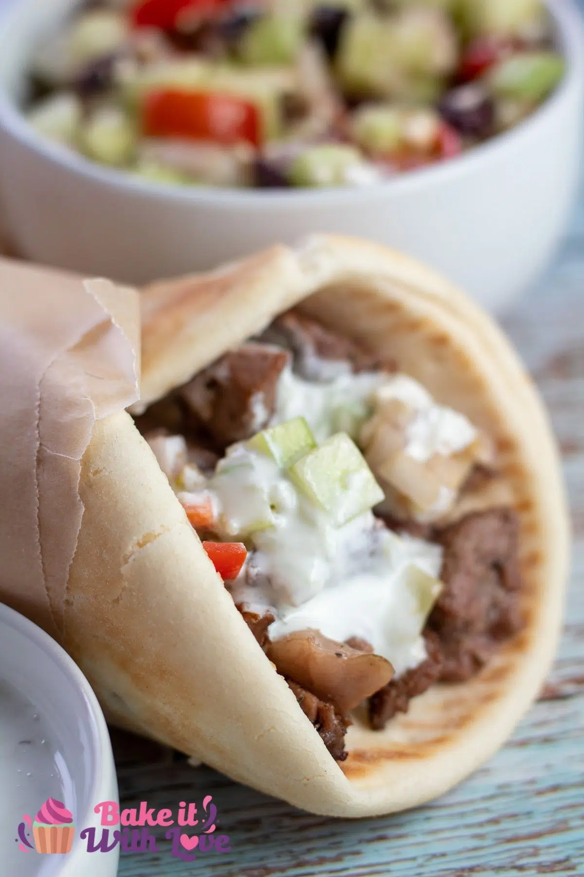 Best leftover lamb gyros sandwiches served with more Greek salad and tzatziki sauce.