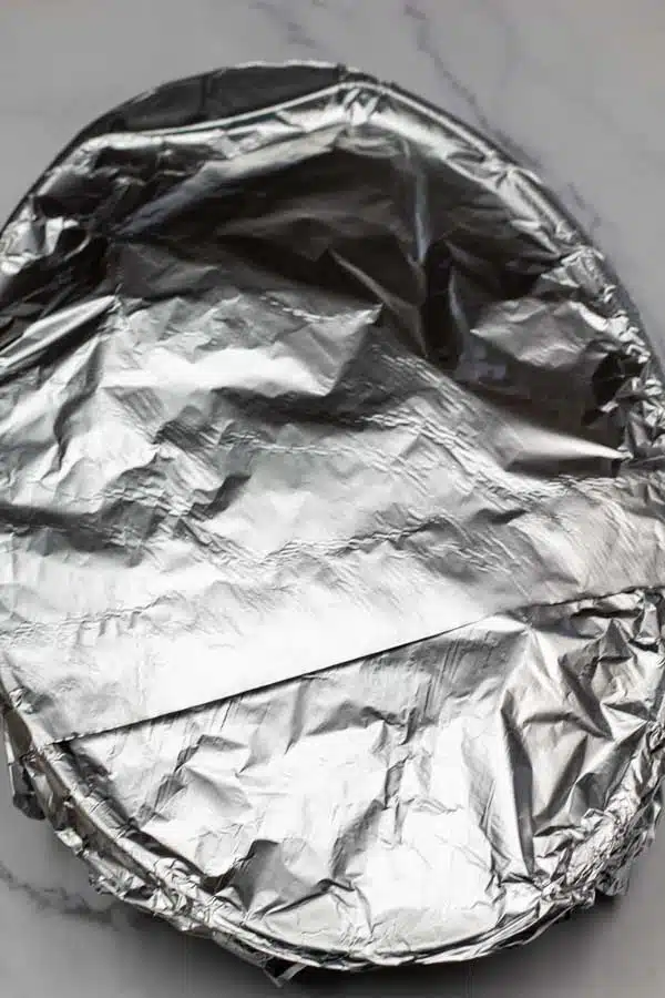 Process image 4 showing foil covered baking dish.