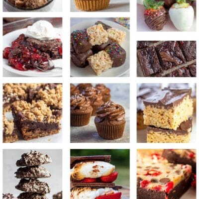 The best chocolate desserts collection pin featuring a collage of 13 of the recipe images.