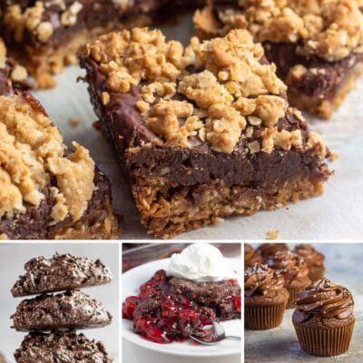 Best chocolate desserts to make to satisfy any sweet tooth including any of these four featured recipes in collage image.