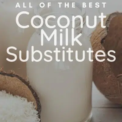 Best coconut milk substitute ideas and alternatives pin with vignette and text overlay.