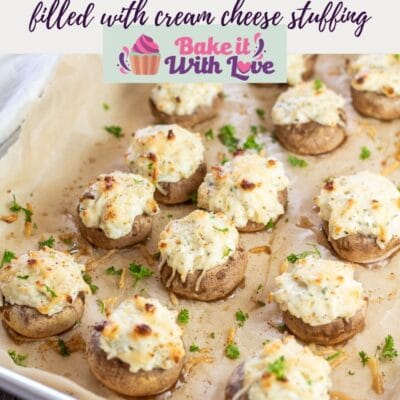 Best cream hceese stuffed mushrooms pin with text header.