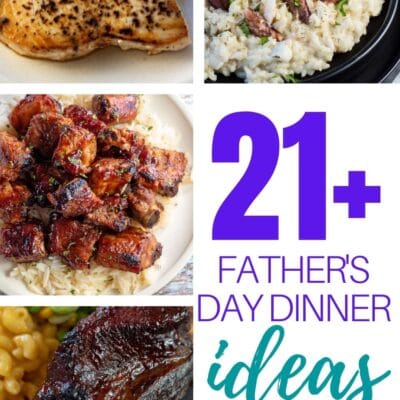 Best Father's Day dinner ideas pin with 4 image collage pin.