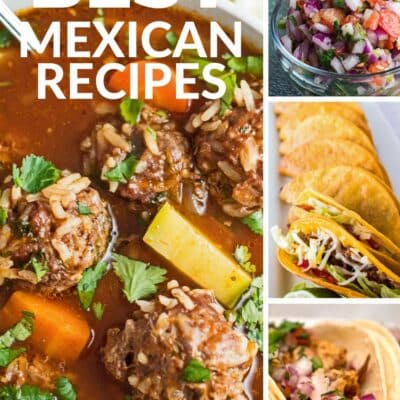 Best Mexican recipes collage pin with 4 featured recipe images.
