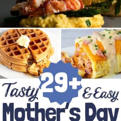 Best Mother's Day brunch recipes pin with a trio of tasty breakfast ideas and text title box.