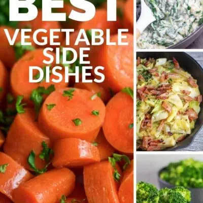 Best vegetable side dishes pin with 4 recipes featured and text title overlay.