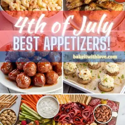 Best 4th of July appetizers pin featuring 5 recipe images in a collage.