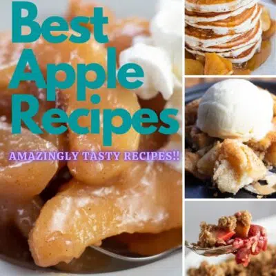 Best apple recipes pin with 4 images in collage and text title overlay.