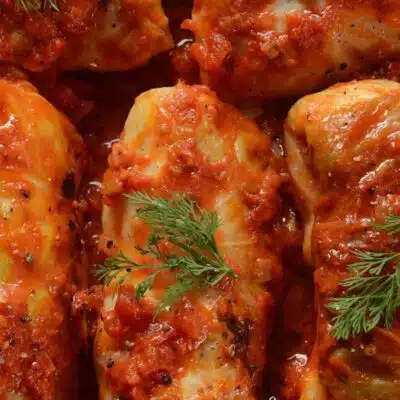 Best cabbage rolls recipe pin with text title at the bottom.