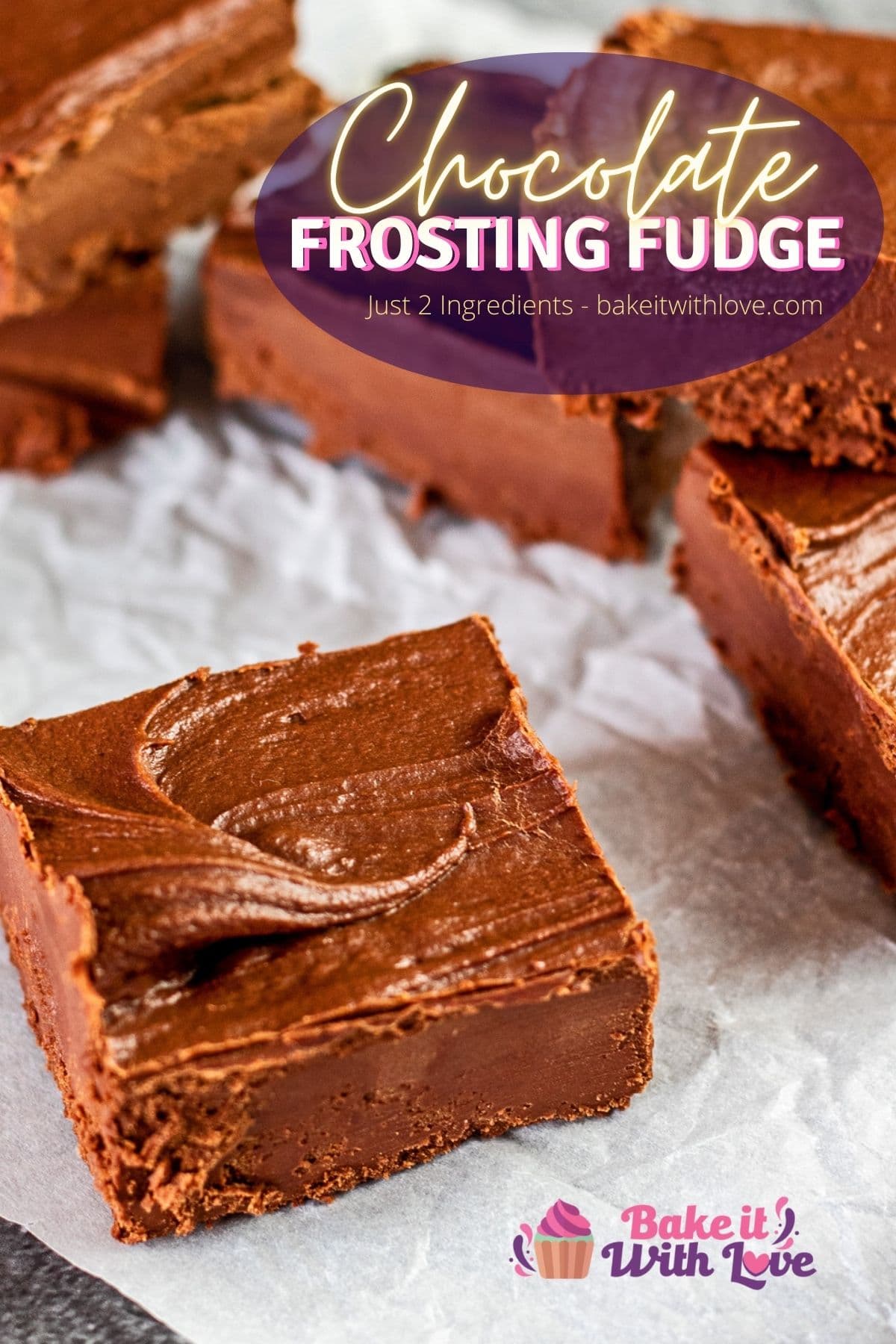 2 Ingredient Chocolate Frosting Fudge | Bake It With Love