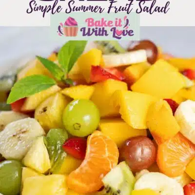 Best summer fresh fruit salad pin with text header.