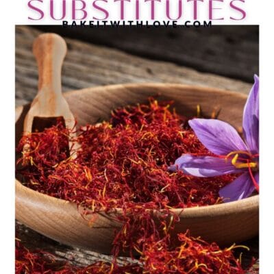Best saffron substitute pin with text header and saffron flower and stigma that is used in cooking.