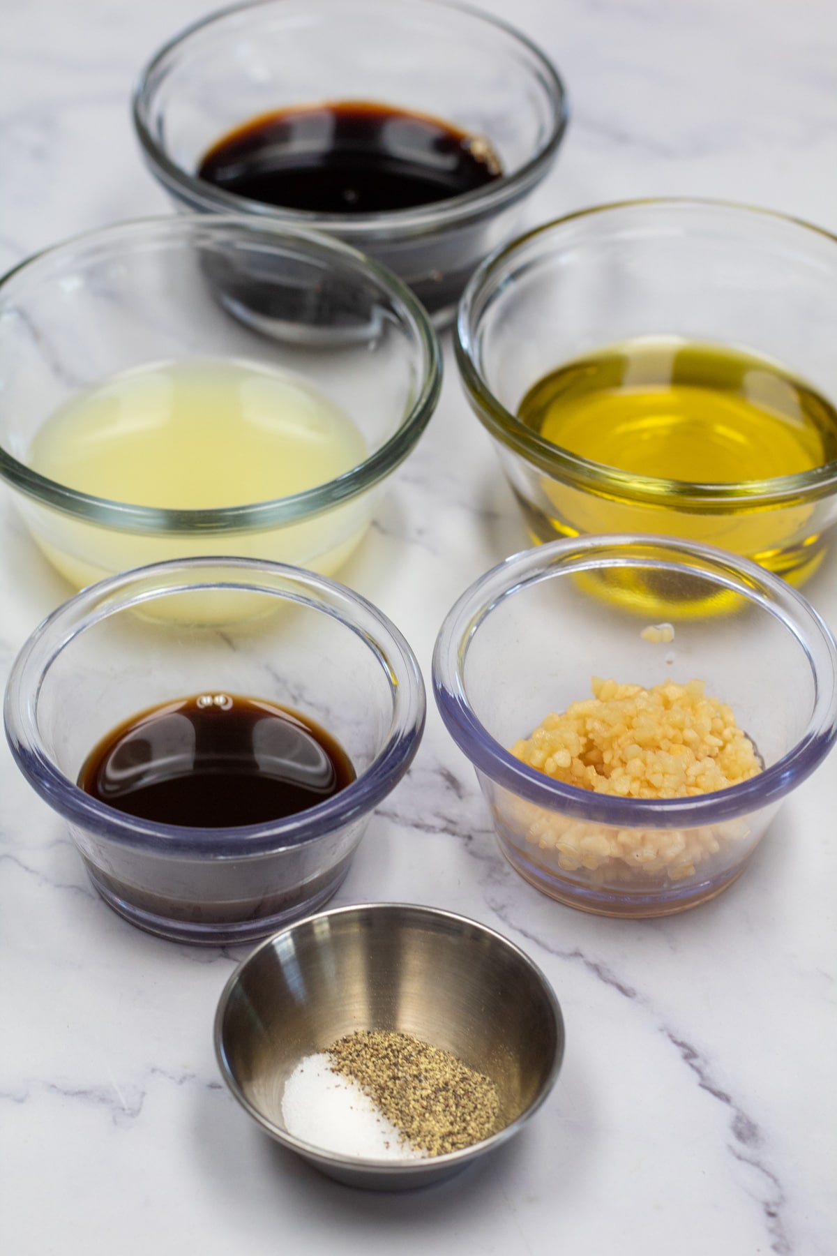 The best steak marinade ingredients measured out and ready to mix.