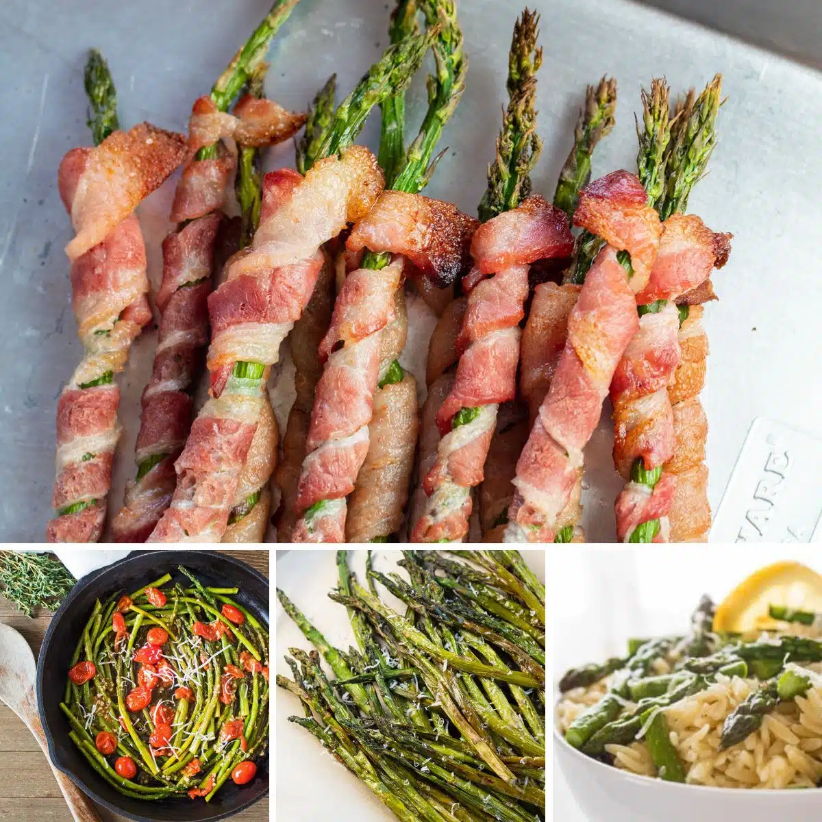 Meilleure collection de recettes d'asperges avec 4 images présentées dans un collage.