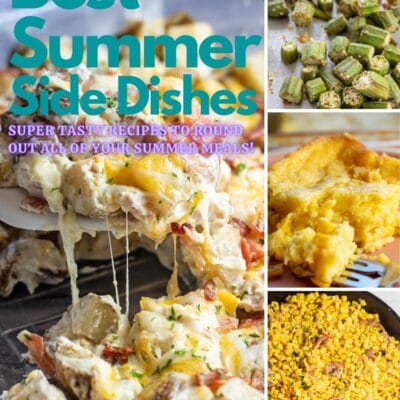 Best summer side dishes recipes pin with collage of 4 featured recipes and text title.