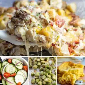 Best summer side dishes collage image featuring 4 great summertime recipes.