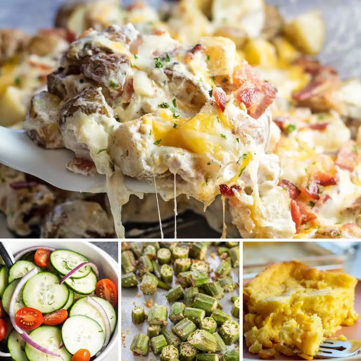 Best summer side dishes collage image featuring 4 great summertime recipes.