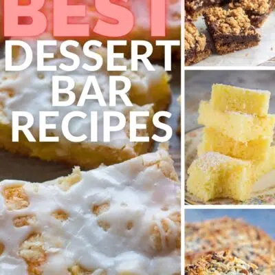 Best dessert bar recipes pin with 4 recipes in collage and text title overlay.