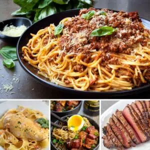 Best dinner ideas for tonight collage featuring images of 4 tasty recipes.