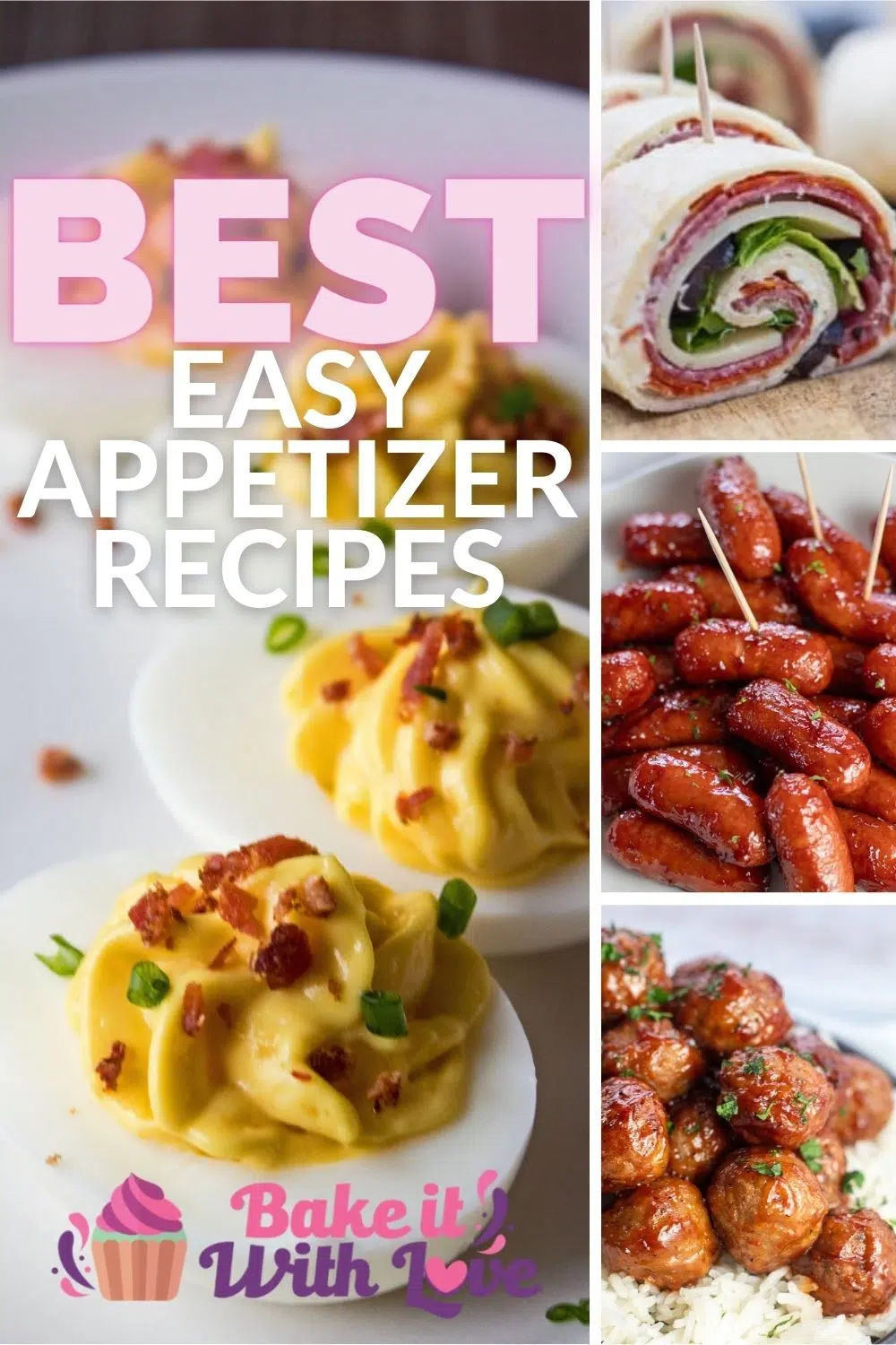 The best easy appetizers to make with 4 recipes featured in collage pin.