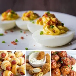 Easy appetizers featuring 4 recipe images in collage.