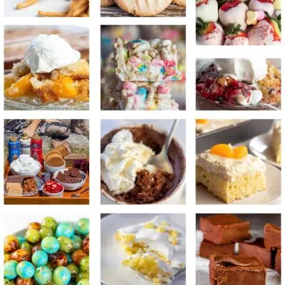 The best easy dessert recipes pin with collage featuring 13 tasty treats with text title footer.