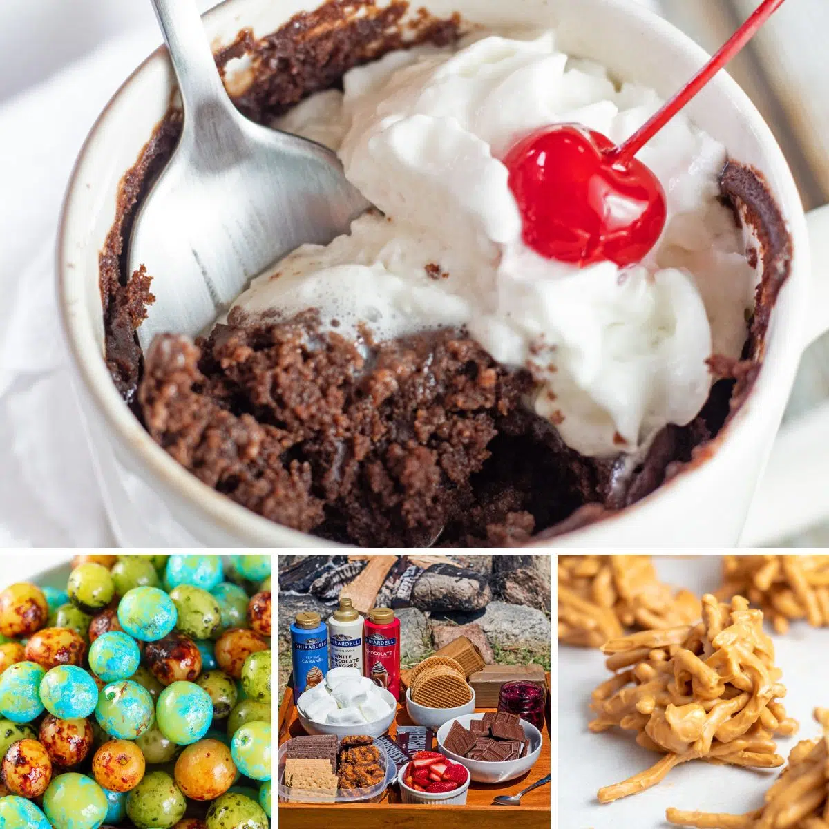 The best easy dessert recipes collection with a collage image featuring 4 tasty treats to make.