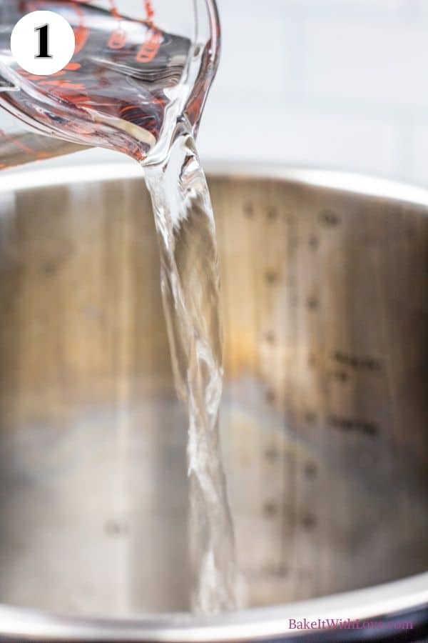 Instant Pot mashed potatoes process photo 1 add cold water or broth to your inner pot.