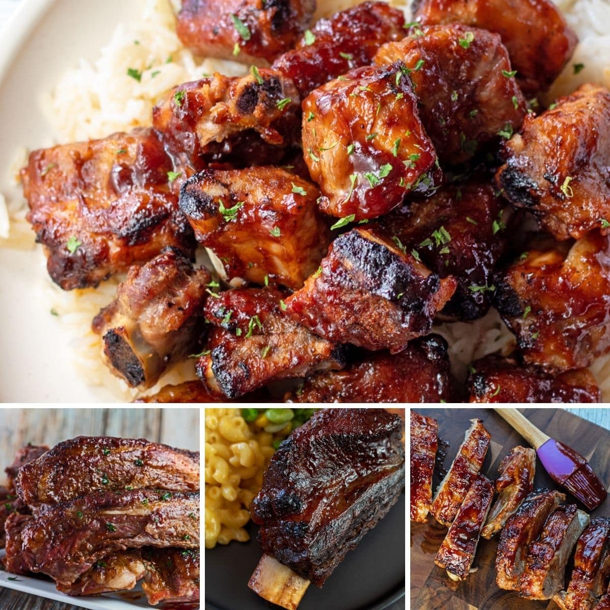 The best rib recipes to make any time of year with 4 featured recipes in a collage image.