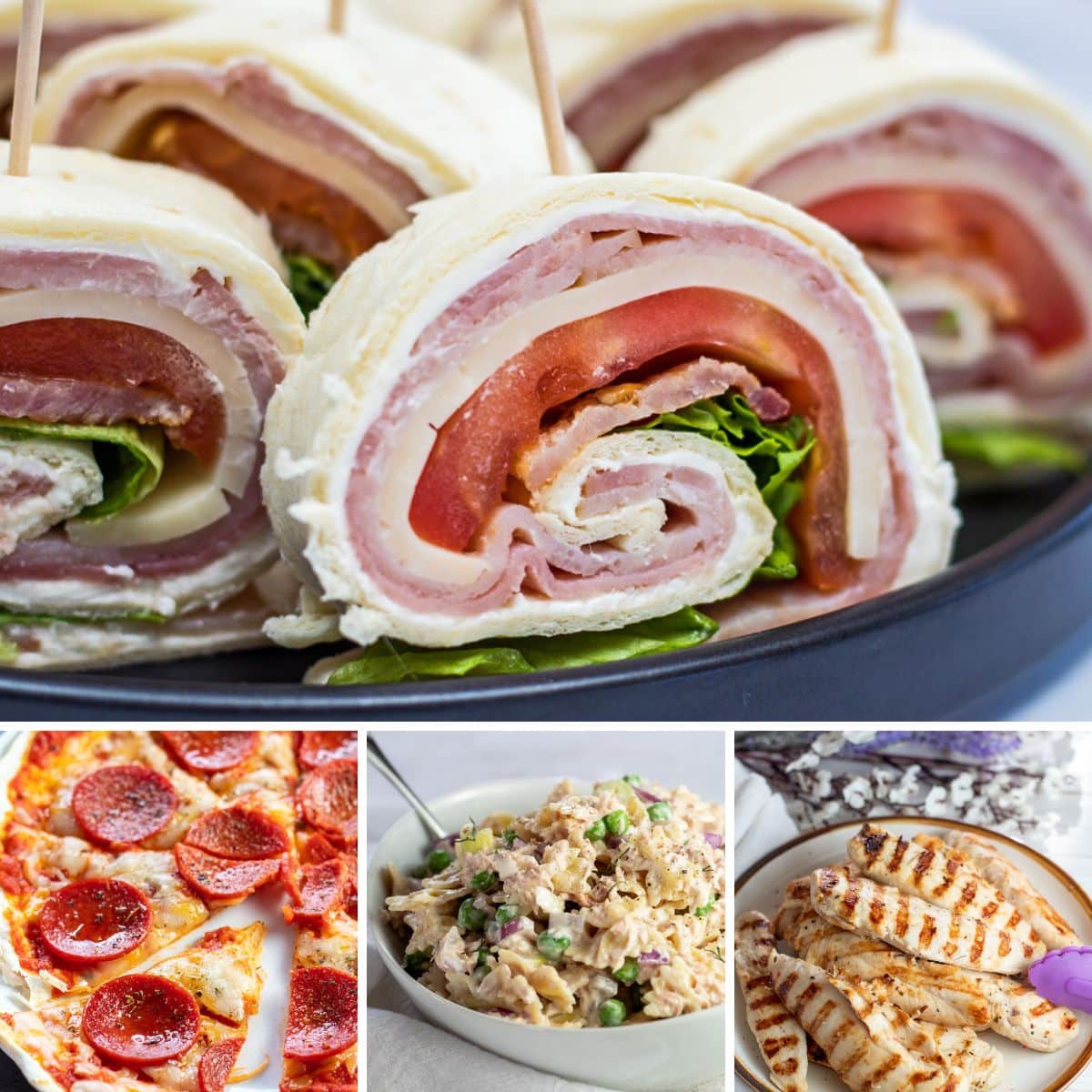 Amazing Summer lunch ideas featuring 4 recipe images in a collage.