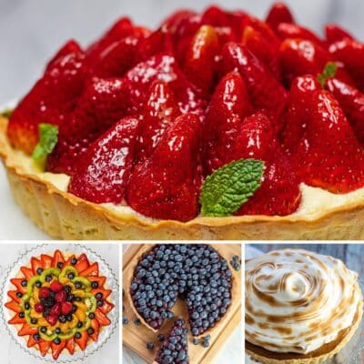 Kolážový obrázek s nejlepšími recepty na koláče se 4 uvedenými koláči.
