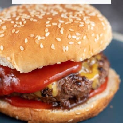 Pin image with text of bison burger.