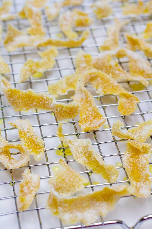 Process photo 8 continue to let your candied lemon peel dry overnight.