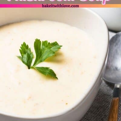 Best cream of chicken soup recipe pin with text header.