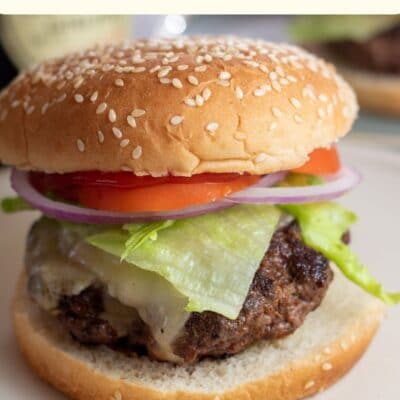Pin image of a elk burger.