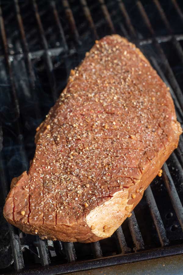 Process photo 7 showing London broil on grill.