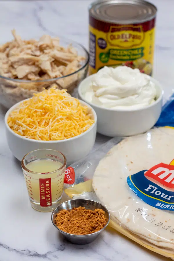 Photo showing ingredients needed to make sour cream enchiladas.