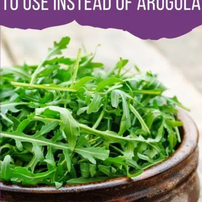 Best arugula substitute ideas and alternatives pin with text header above arugula image.