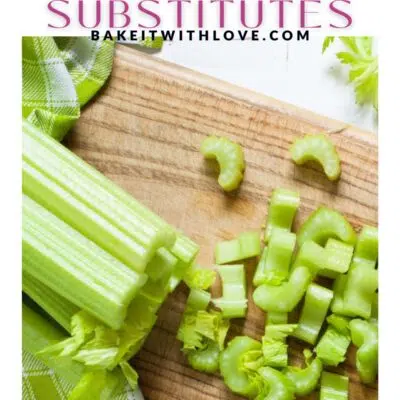 Best celery substitute pin with text heading and chopped celery image.