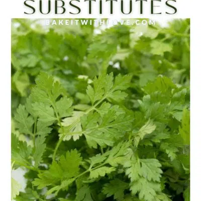 Pin image with text of chervil herbs.