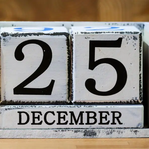 Christmas day calendar number.
