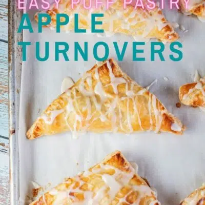 Best puff pastry apple turnovers pin with text title overlay.