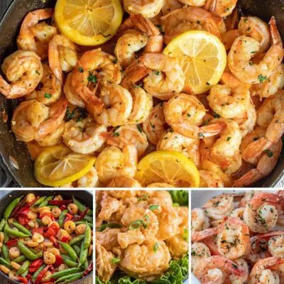 Best quick & easy shrimp recipes to make featuring 4 tasty recipes in a collage.