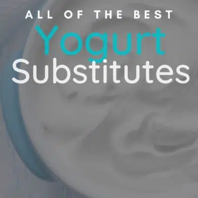 Best yogurt substitute ideas and alternatives pin with vignette and title over yogurt image.