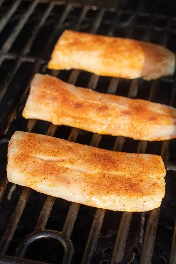 Process image 2 showing mahi mahi fillets on the grill.