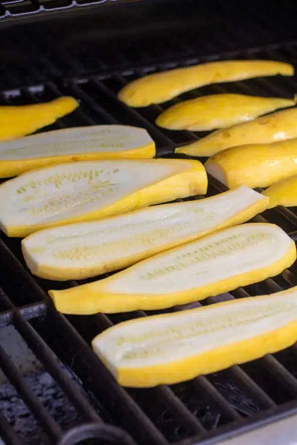 Process image 1 showing yellow squash on the grill.