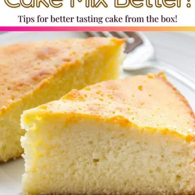 Pin image with text for how to make boxed cake mix better.