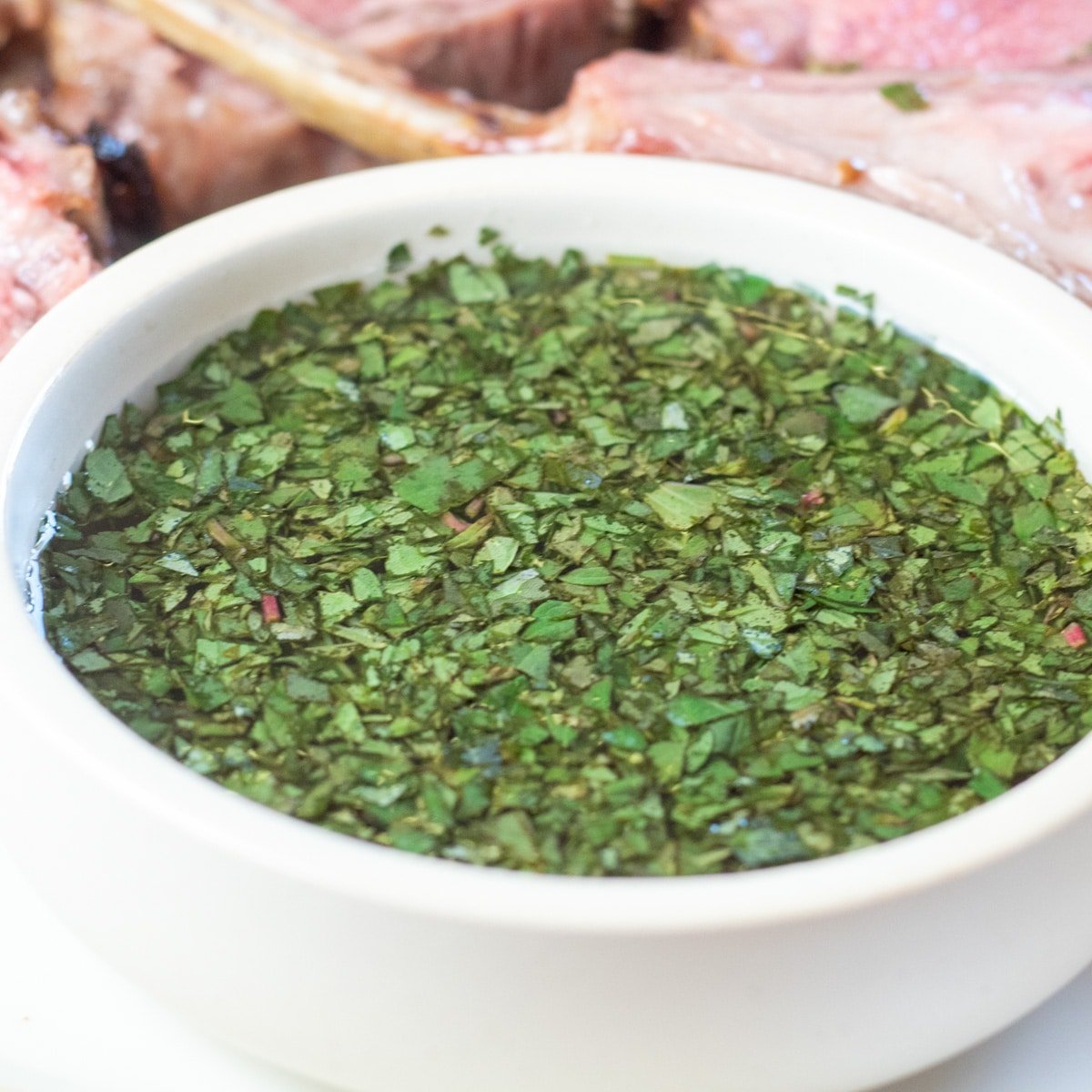 Square image of mint sauce for lamb.