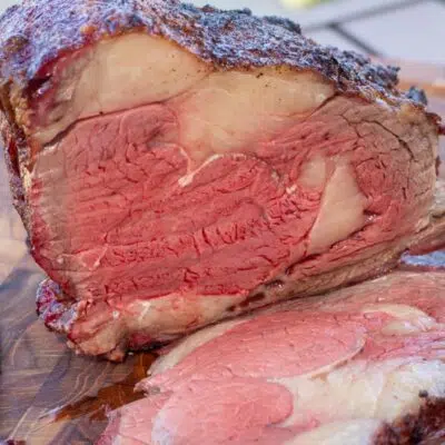 Best smoked bison prime rib recipe pin with text header.
